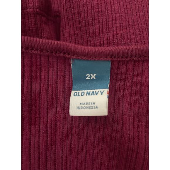 Old Navy T Shirt Women's Plus Size 2X Winter Wine Long Sleeve Slim Cinched Rib - Picture 6 of 8